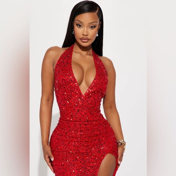 Hailie Sequin Maxi Dress - Red - Picture 3 of 3